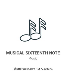 Musical sixteenth note outline vector icon. Thin line black musical sixteenth note icon, flat vector simple element illustration from editable music concept isolated stroke on white background