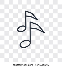 Musical sixteenth note vector icon isolated on transparent background, Musical sixteenth note logo concept