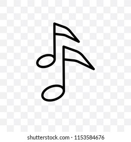 Musical sixteenth note vector icon isolated on transparent background, Musical sixteenth note logo concept