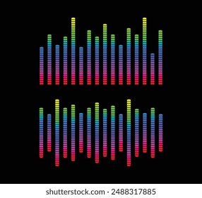 Musical sound equaliser scale indicator RGB colour graphic vector design