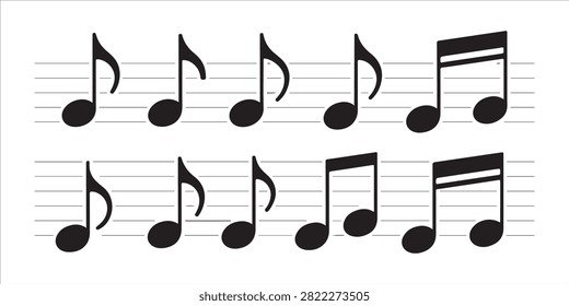 Musical staff with eighth, sixteenth, and thirty-second notes for music composition.