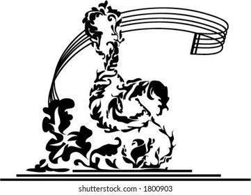 Musical Staff With Floral Compliment and G Clef Vector