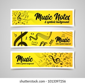 Musical staves vector illustration with music notes and symbols