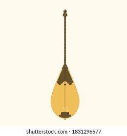 Musical string instrument dombra. Vector flat illustration.