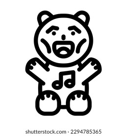 musical stuffed animal toy baby line icon vector. musical stuffed animal toy baby sign. isolated contour symbol black illustration