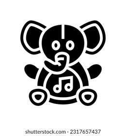 musical stuffed animal toy baby glyph icon vector. musical stuffed animal toy baby sign. isolated symbol illustration