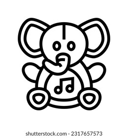 musical stuffed animal toy baby line icon vector. musical stuffed animal toy baby sign. isolated contour symbol black illustration