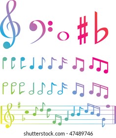 musical swirl of notes with gradient colours