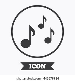 Musical symbol. Graphic design element. Flat symbol in circle button. Vector