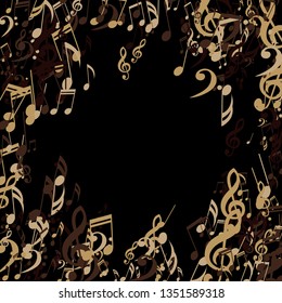 Musical Symbols. Abstract Background with Notes, Bass and Treble Clefs. Vector Element for Musical Poster, Banner, Advertising, Card. Minimalistic Simple Background.