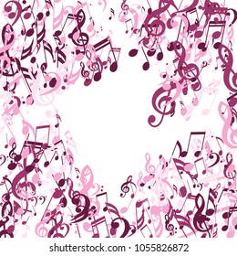 Musical Symbols. Creative Background with Notes, Bass and Treble Clefs. Vector Element for Musical Poster, Banner, Advertising, Card. Minimalistic Simple Background.