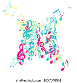 Musical Symbols. Creative Background with Notes, Bass and Treble Clefs. Vector Element for Musical Poster, Banner, Advertising, Card. Minimalistic Simple Background.