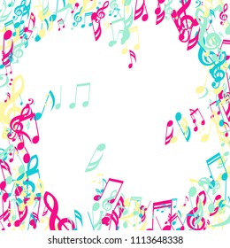 Musical Symbols. Creative Background with Notes, Bass and Treble Clefs. Vector Element for Musical Poster, Banner, Advertising, Card. Minimalistic Simple Background.