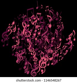 Musical Symbols. Creative Background with Notes, Bass and Treble Clefs. Vector Element for Musical Poster, Banner, Advertising, Card. Minimalistic Simple Background.