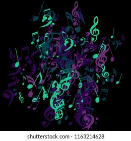 Musical Symbols. Creative Background with Notes, Bass and Treble Clefs. Vector Element for Musical Poster, Banner, Advertising, Card. Minimalistic Simple Background.