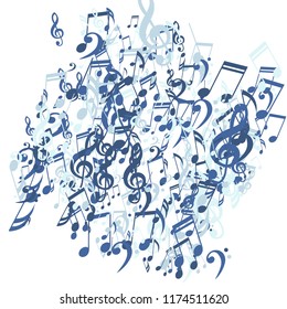 Musical Symbols. Creative Background with Notes, Bass and Treble Clefs. Vector Element for Musical Poster, Banner, Advertising, Card. Minimalistic Simple Background.