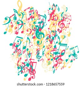 Musical Symbols. Creative Background with Notes, Bass and Treble Clefs. Vector Element for Musical Poster, Banner, Advertising, Card. Minimalistic Simple Background.