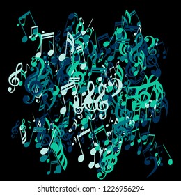 Musical Symbols. Creative Background with Notes, Bass and Treble Clefs. Vector Element for Musical Poster, Banner, Advertising, Card. Minimalistic Simple Background.