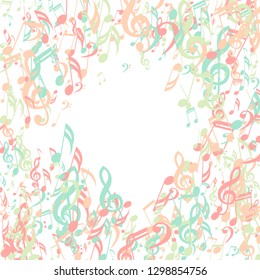 Musical Symbols. Creative Background with Notes, Bass and Treble Clefs. Vector Element for Musical Poster, Banner, Advertising, Card. Minimalistic Simple Background.