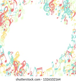 Musical Symbols. Creative Background with Notes, Bass and Treble Clefs. Vector Element for Musical Poster, Banner, Advertising, Card. Minimalistic Simple Background.