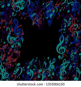 Musical Symbols. Creative Background with Notes, Bass and Treble Clefs. Vector Element for Musical Poster, Banner, Advertising, Card. Minimalistic Simple Background.