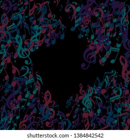 Musical Symbols. Creative Background with Notes, Bass and Treble Clefs. Vector Element for Musical Poster, Banner, Advertising, Card. Minimalistic Simple Background.