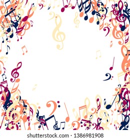 Musical Symbols. Creative Background with Notes, Bass and Treble Clefs. Vector Element for Musical Poster, Banner, Advertising, Card. Minimalistic Simple Background.