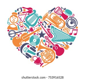 Musical symbols in the form of heart