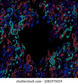 Musical Symbols. Modern Background with Notes, Bass and Treble Clefs. Vector Element for Musical Poster, Banner, Advertising, Card. Minimalistic Simple Background.