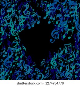 Musical Symbols. Modern Background with Notes, Bass and Treble Clefs. Vector Element for Musical Poster, Banner, Advertising, Card. Minimalistic Simple Background.