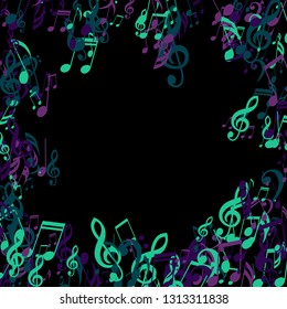 Musical Symbols. Modern Background with Notes, Bass and Treble Clefs. Vector Element for Musical Poster, Banner, Advertising, Card. Minimalistic Simple Background.