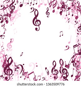 Musical Symbols. Modern Background with Notes, Bass and Treble Clefs. Vector Element for Musical Poster, Banner, Advertising, Card. Minimalistic Simple Background.