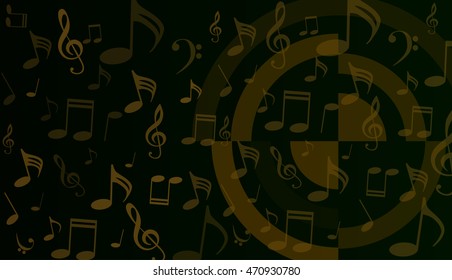 musical symbols, music notes, treble clef, a black background vector