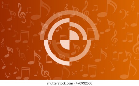 musical symbols, music notes, treble clef, a orange and white background vector