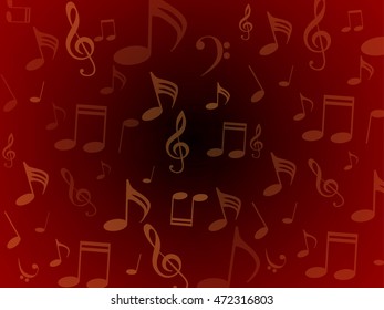 musical symbols, music notes, treble clef, a red and white background vector