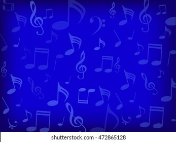 musical symbols, music notes, treble clef, a black and blue background vector