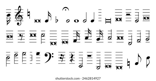 Musical symbols and notes collection.
