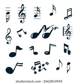 Musical symbols and notes collection.
