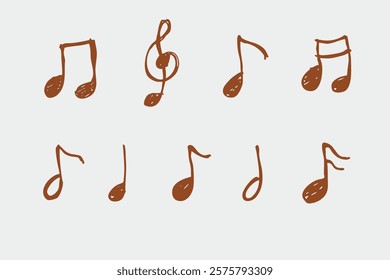 musical symbols or musical notes in hand drawing