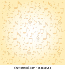 musical symbols, musical notes, treble clef, yellow background vector