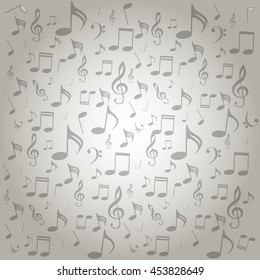 musical symbols, musical notes, treble clef, grey background vector