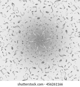 musical symbols with musical notes and treble clef, on a gray background vector