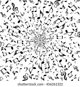 musical symbols with musical notes and treble clef, vector