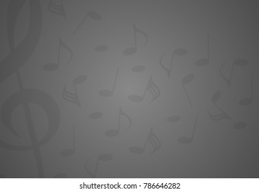 musical symbols with musical notes and treble clef, on a gray background vector