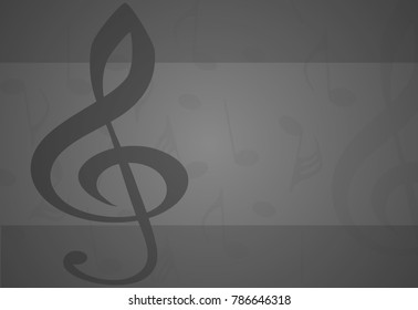 musical symbols with musical notes and treble clef, on a gray background vector