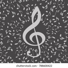 musical symbols with musical notes and treble clef, vector