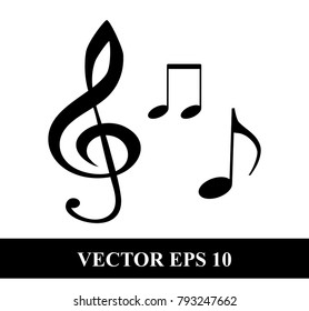 musical symbols with musical notes and treble clef, vector