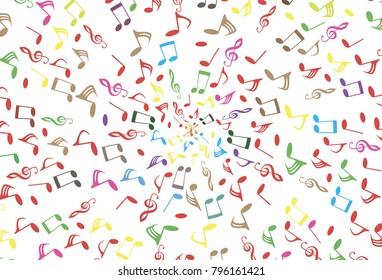 musical symbols with musical notes and treble clef, vector