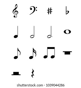 musical symbols and notes vector on white background illustration
