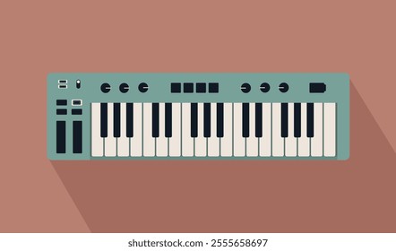 Musical synthesizer. Vector illustration, flat style.